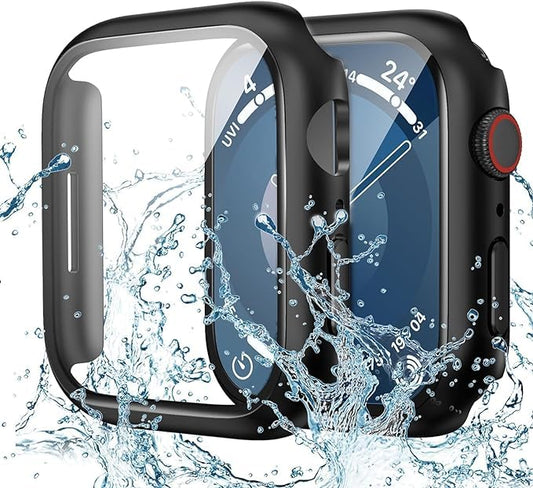 AIG Apple Watch Series 7 Case 41mm – 1-Pack Hard PC with Built-in Tempered Glass, Black