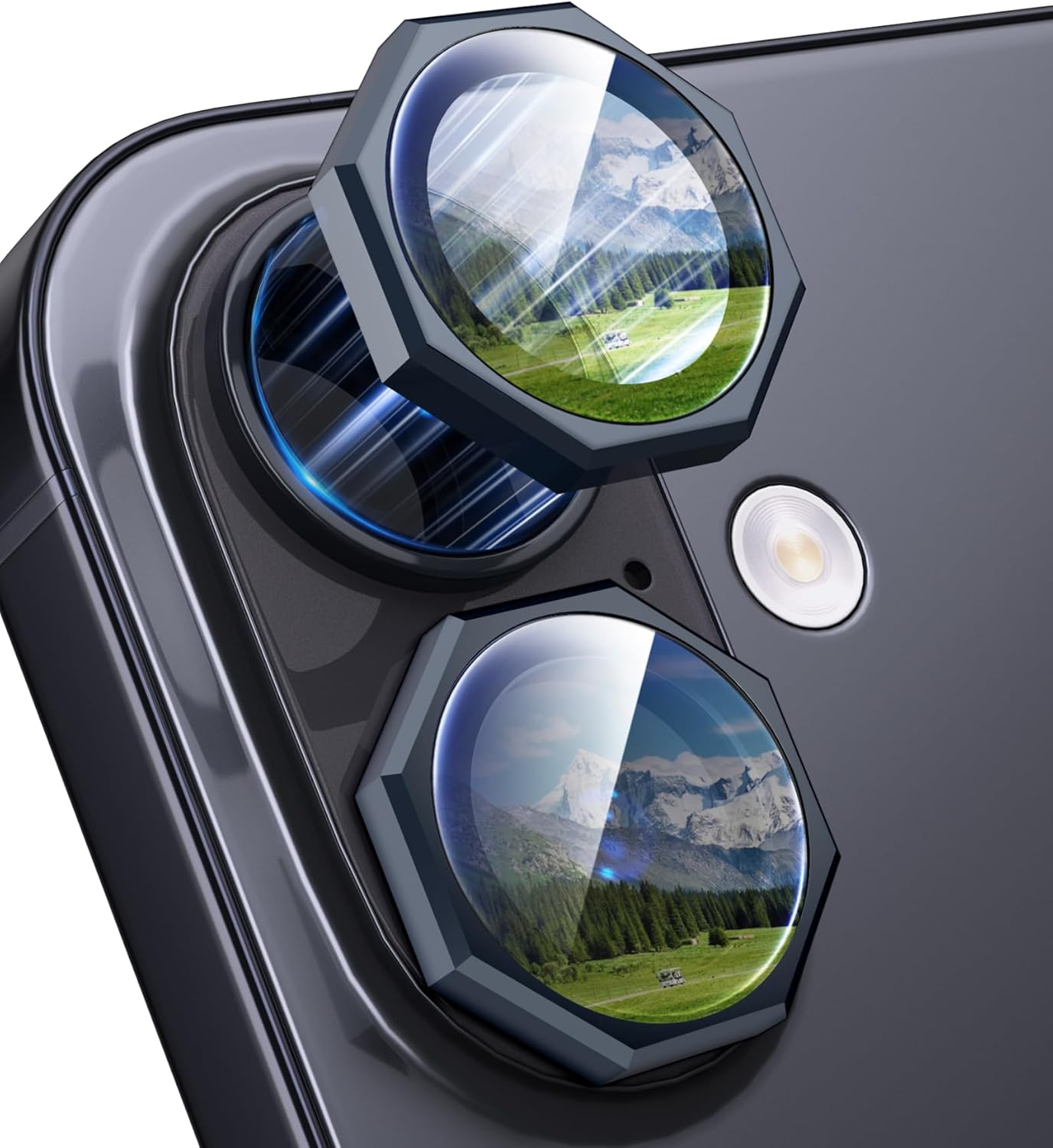 AIG Camera Lens Protector for iPhone 17 Pro / 17 Pro Max / 16 Pro – 9H Tempered Glass Octagon Metal Ring Cover (Black, HD Clear, Easy Install)