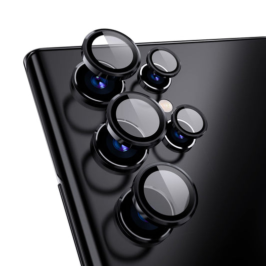 AIG Camera Lens Protector for Samsung Galaxy S22 Ultra – 9H Tempered Glass, Black Rings