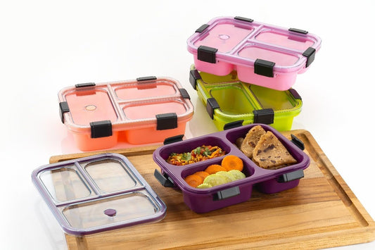 AIG 01 Pack Premium Lunch Box – 3 Compartments, 6-Lock Leak-Proof Design, BPA-Free, Freezer Safe, Durable & Lightweight