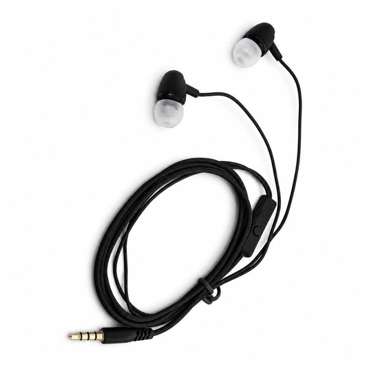 Wired In-Ear Earphones with Microphone – 3.5mm Stereo Earbuds for Android, Laptop, PC & Tablets | Noise Isolating Headphones with HD Sound (Black)