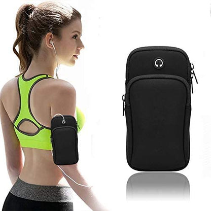 Universal Running Armband (2 Pack) – Water-Resistant Mobile Holder for Gym & Outdoor (Black)
