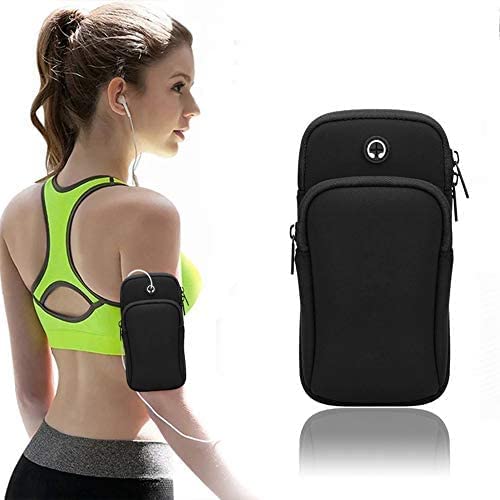 Universal Running Armband (2 Pack) – Water-Resistant Mobile Holder for Gym & Outdoor (Black)