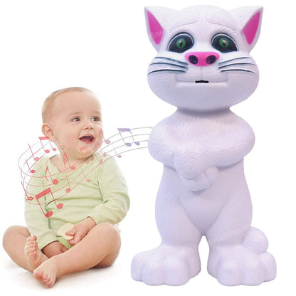 AIG Talking Tom Cat Toy for Kids | Voice Repeating Talking Cat with Songs & Stories | Interactive Funny Sound Toy – White