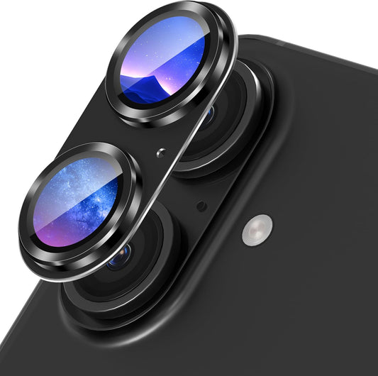AIG Camera Lens Protector for iPhone 16 / 16 Plus – Tempered Glass with Metal Frame - Black Joint