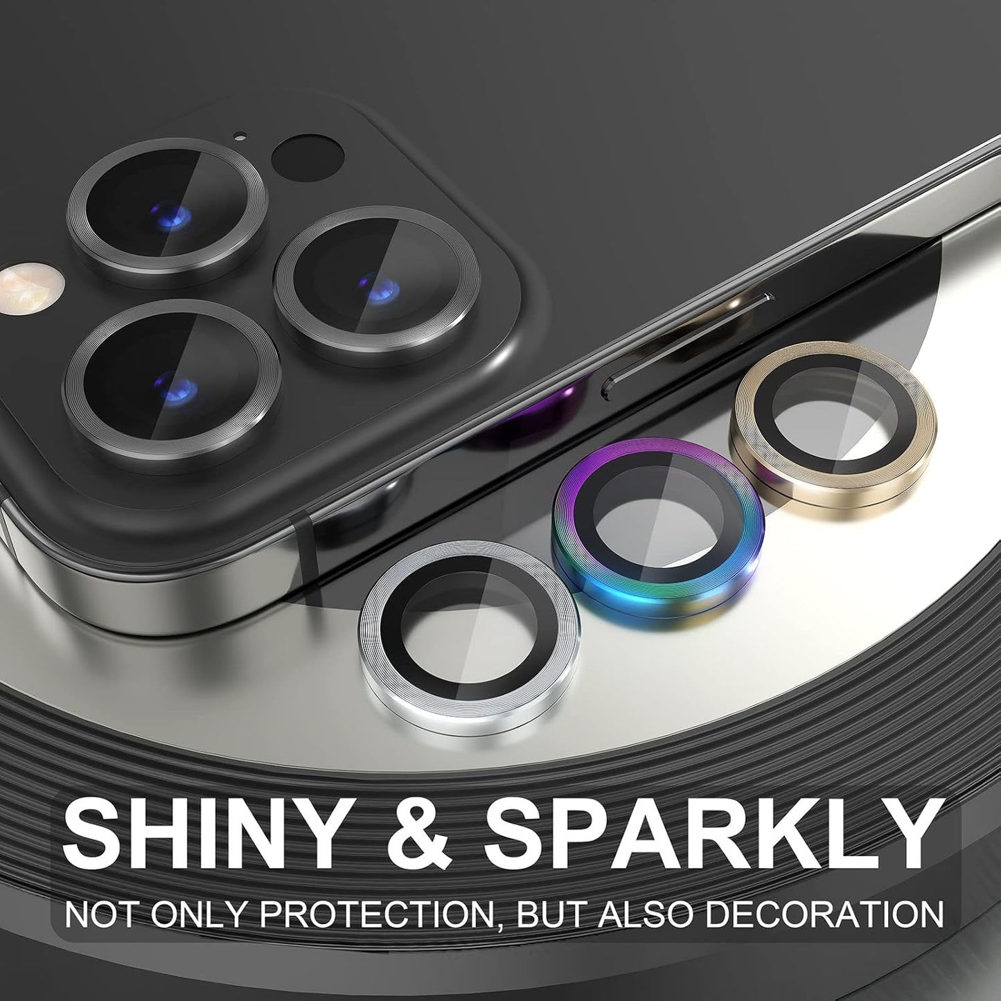 AIG iPhone 14 Pro/14 Pro Max Camera Lens Protector Bling –Space Black