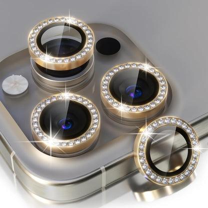 AIG Camera Lens Protector for iPhone 15 Pro/15 Pro Max – UHD 9H Glass, Diamond Gold