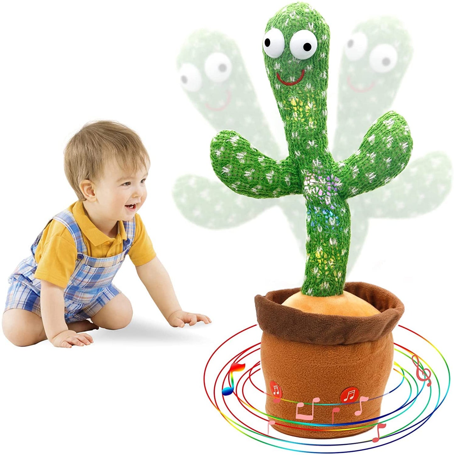 AIG Dancing Cactus Toy – Plush, Voice Repeat, Singing & LED Lights for Kids (Multicolor)
