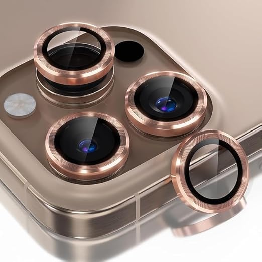 AIG Camera Lens Protector for iPhone 16 Pro/16 Pro Max 9H Tempered Glass Camera Cover Screen Protector Metal Ring Clear HD