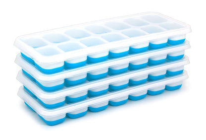 AIG Ice Cube Trays for Freezer, 56 Cubes Easy-Release Silicone Ice Trays with Spill-Resistant Lids, Reusable Stackable BPA-Free Ice Tray for Cocktails, Drinks & Beverages (4 Pack)