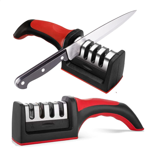 Knife Sharpener Tool with 4 Stage Sharpening System | If The Box Does not Matches as in Main Image Please Return the Item, Beacuse its Fake, its D&M FunVerse Printed on All Boxes