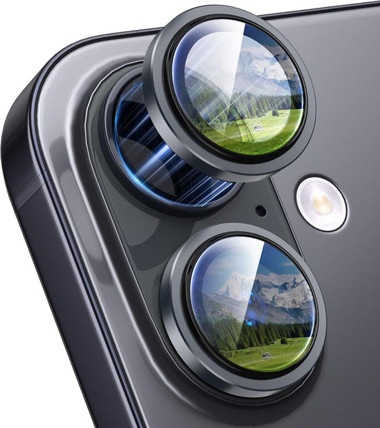 AIG Camera Lens Protector for iPhone 17 (Black) – 9H Tempered Glass with Metal Ring, HD Clear, Anti-Scratch, Case Friendly
