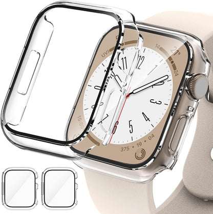 AIG Bumper Hard Case with Tempered Glass for Apple Watch Compatible with Series 6/5/4, 40mm Ultra-Thin Protective Cover with iWatch Screen Protector - Clear/Transparent (04 PACK)