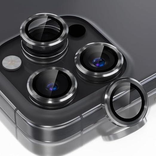 AIG Camera Lens Protector for iPhone 16 Pro/16 Pro Max 9H Tempered Glass Camera Cover Screen Protector Metal Ring Clear HD