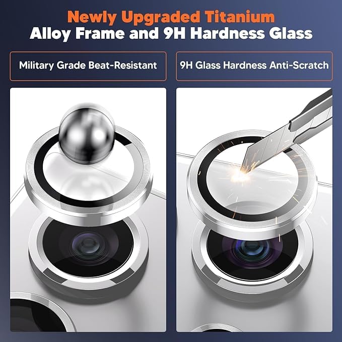 AIG Camera Lens Protector for Samsung Galaxy S24 Ultra/S23 Ultra – 9H Glass with Metal Rings (Gold)