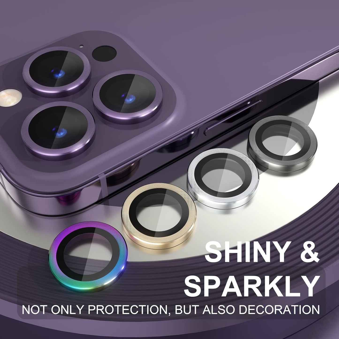 AIG iPhone 14 Pro/14 Pro Max Camera Lens Protector Bling – Deep Purple