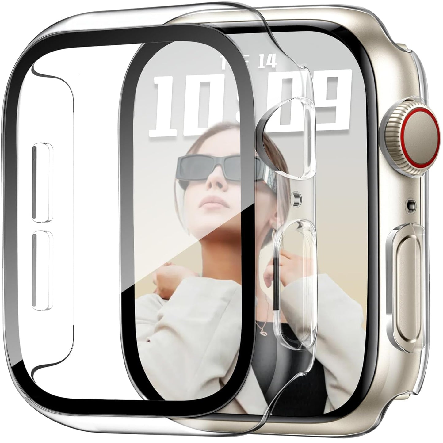AIG Apple Watch 46mm Hard Case with Tempered Glass Screen Protector, Ultra-Thin Protective Cover for Series 10 & 11, Clear/Transparent (2 Pack)