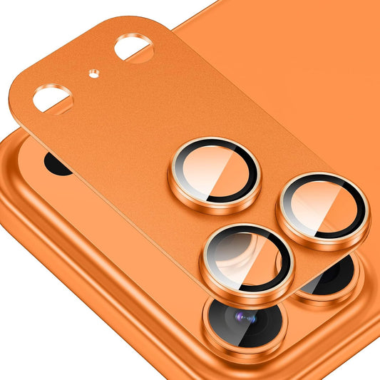 AIG Camera Lens Protector for iPhone 17 Pro – 9H Tempered Glass, Metal Ring, Orange Joint