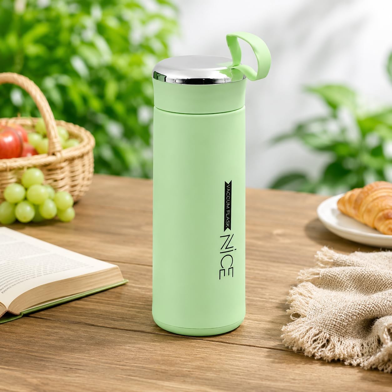 Stainless Steel Vacuum Insulated Water Bottle | Double Wall Leakproof Thermos Flask | Hot & Cold Water Bottle with Carry Handle | Reusable Travel Bottle for Office, Gym, School & Outdoor