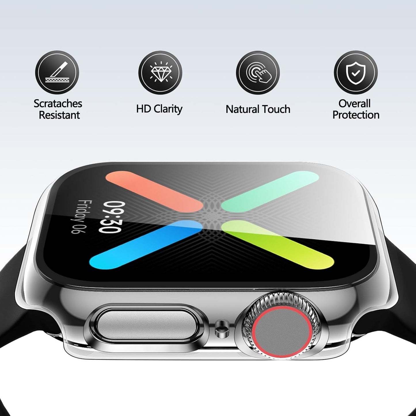 AIG Apple Watch 42mm Hard Case with Tempered Glass Screen Protector, Ultra-Thin Protective Cover for Series 10 & 11, Clear/Transparent (2 Pack)