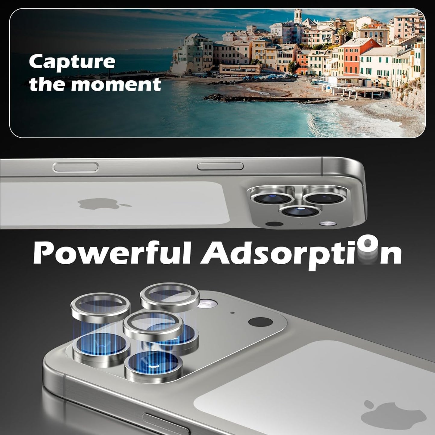 AIG Camera Lens Protector for iPhone 17 Pro/Pro Max –9H Tempered Glass with Metal Ring, Scratch Resistant, HD Clear (Titanium Grey)