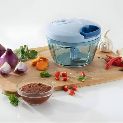 AIG Mini Handy Vegetable Chopper – 400ml Manual Food Chopper with 3 Stainless Steel Blades, Compact Polypropylene Kitchen Chopper for Fruits & Vegetables