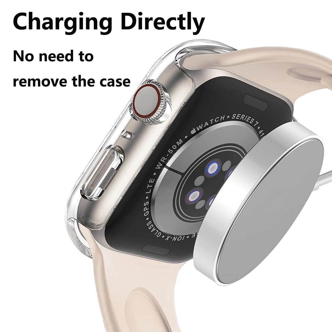 AIG Apple Watch 41mm Hard Case with Tempered Glass Screen Protector, Ultra-Thin Protective Cover for Series 9/8/7 - Clear/Transparent (1 Pack)