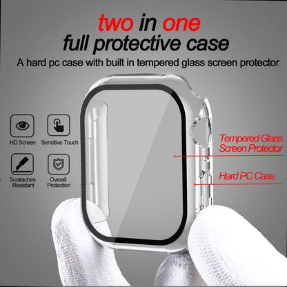 AIG Apple Watch 45mm Hard Case with Tempered Glass Screen Protector, Ultra-Thin Protective Cover for Series 9/8/7 - Clear/Transparent (1 Pack)