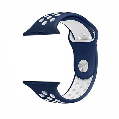 AIG Sports Silicone Band for Apple Watch / iWatch 42mm 44mm 45mm 46mm 49mm – Soft Silicone Sport Strap Compatible with Apple Watch Series 1-9, SE & Ultra (BLUE & WHITE)