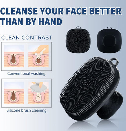 Silicone Face Scrubber (Black, 2 Pack) – Soft Deep Cleansing Brush