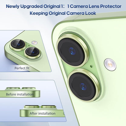 AIG Camera Lens Protector for iPhone 17 with 9H Tempered Glass, Bling Metal Ring, Scratch-Proof, HD Clear, Case Friendly – Green