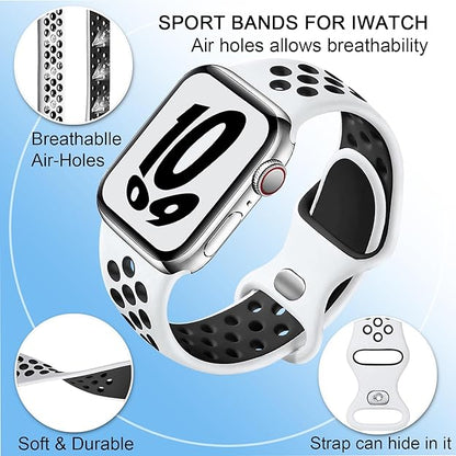AIG Silicone Sport Band Compatible with Apple Watch 38mm - White & Black