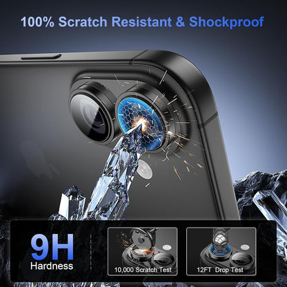 AIG Camera Lens Protector for iPhone 17 – 9H Tempered Glass, Metal Ring, HD Clear, Anti-Scratch, Case Friendly – Black