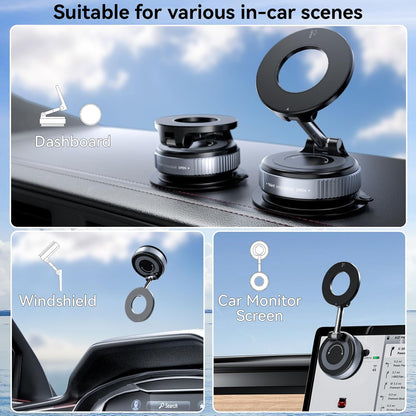 AIG 360° Rotating Magnetic Car Phone Holder – Dashboard Mount with Locking Base & Strong Magnet Grip, Universal Compatibility