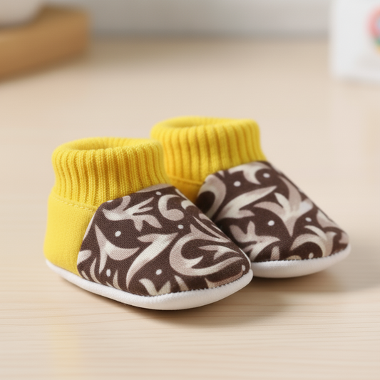 Baby Soft Sock Shoes – Comfortable Pre-Walker Footwear (Yellow & Brown)