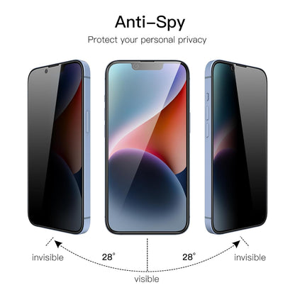 AIG Privacy Full Coverage Screen Protector for iPhone 14 6.1-Inch with Camera Lens Protector, Anti-Spy Tempered Glass Film, 2-Pack Each