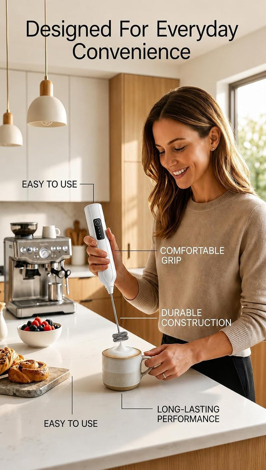 AIG Rechargeable Milk Frother & Coffee Whisk – Electric Handheld Coffee Mixer, Dual Spring Frothing Technology, Drink Mixer & Beater, Multi (Copy)