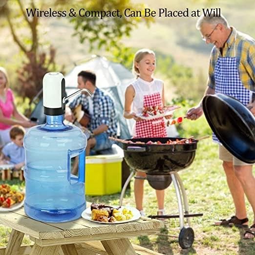 Portable Electric Water Dispenser - USB Rechargeable Universal Water Pump for 5 Gallon Jugs & 5-20L Bottles - Food Grade Silicone, One-Switch Operation for Kitchen, Office & Outdoor - Black