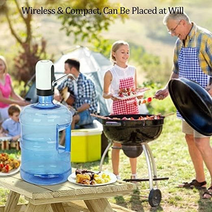 Portable Electric Water Dispenser - USB Rechargeable Universal Water Pump for 5 Gallon Jugs & 5-20L Bottles - Food Grade Silicone, One-Switch Operation for Kitchen, Office & Outdoor - Black