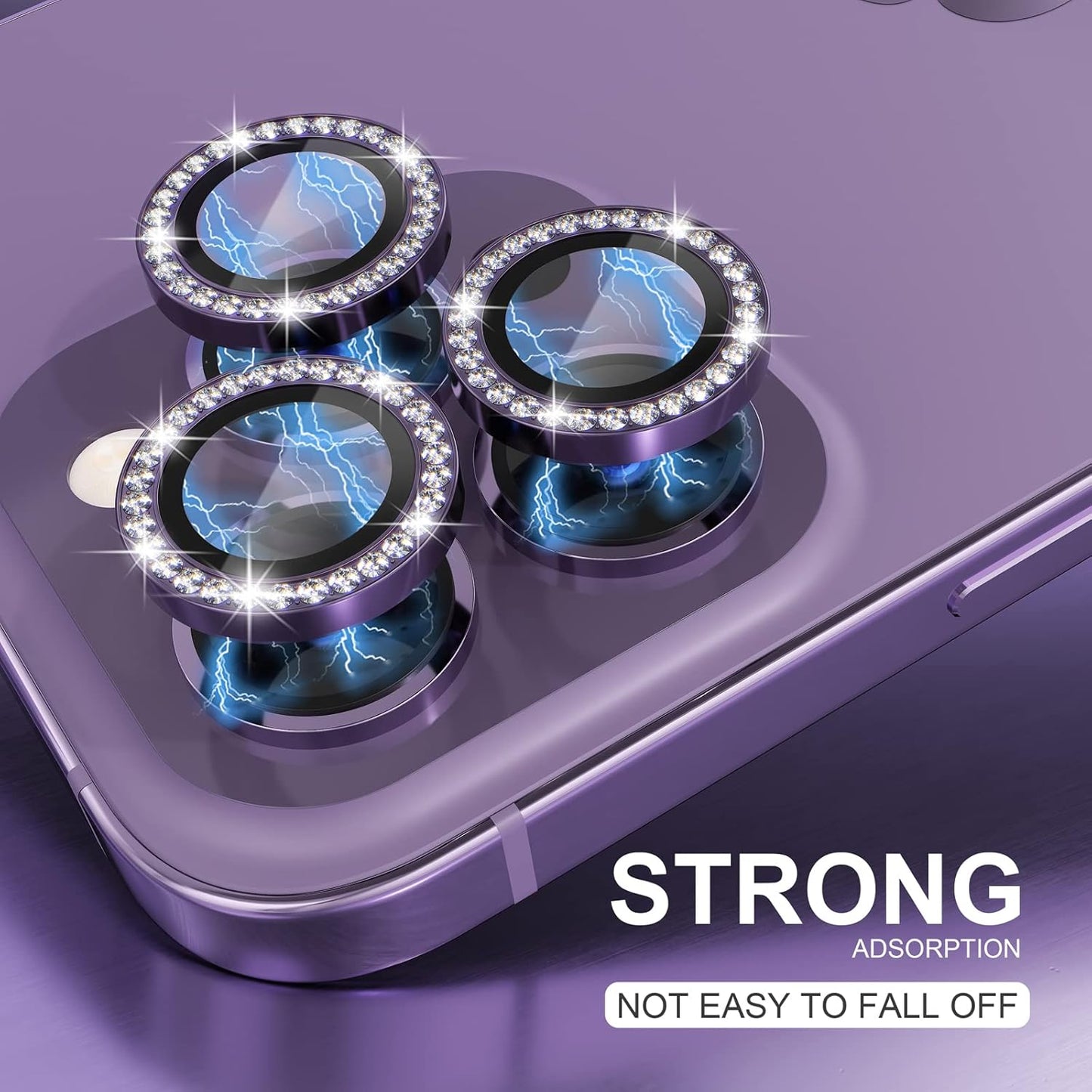 AIG iPhone 14 Pro/14 Pro Max Camera Lens Protector Bling – Purple Diamond
