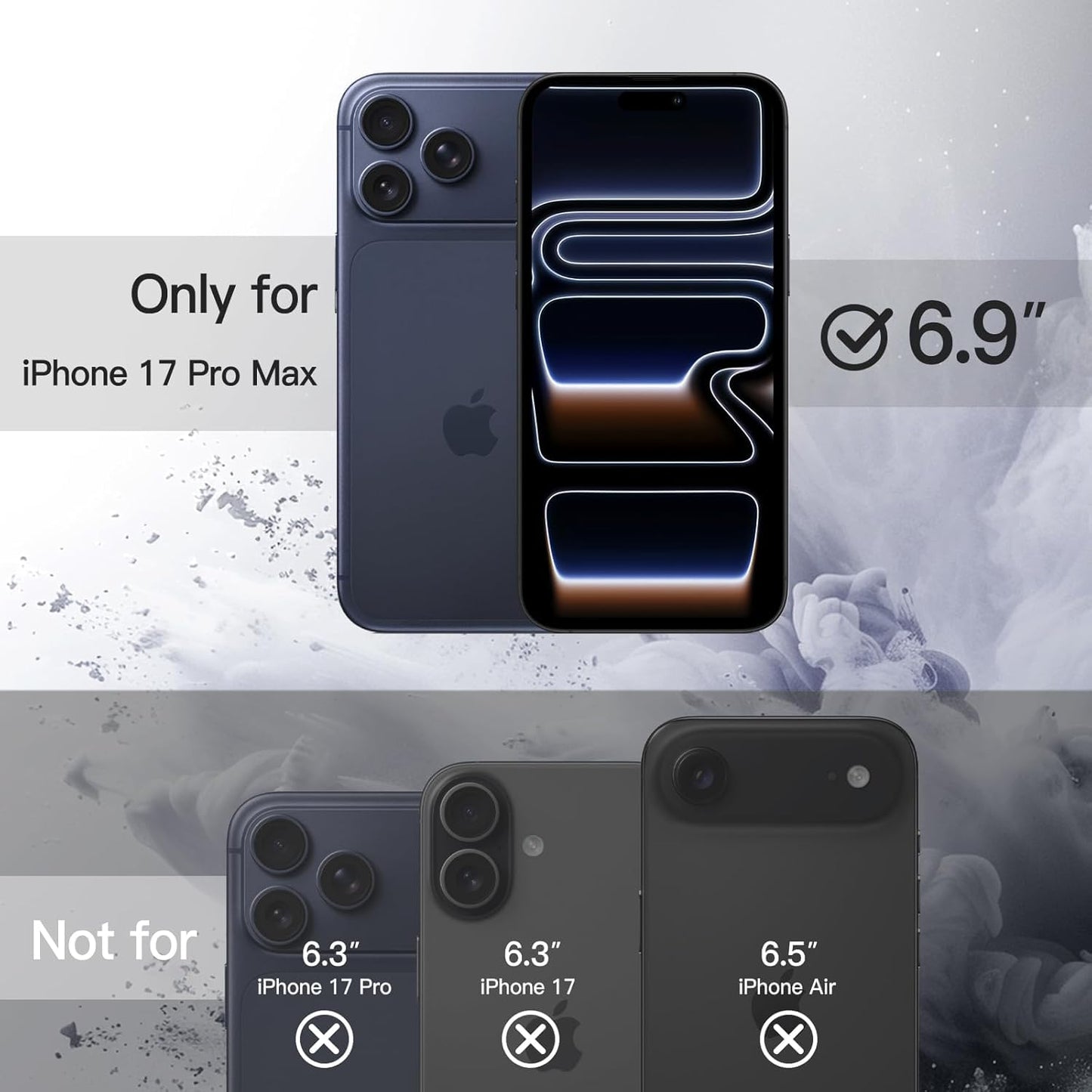 AIG Magnetic Case for iPhone 17 Pro Max (6.9") – Clear Back Black Frame