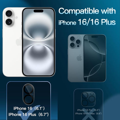 AIG Camera Lens Protector for iPhone 16/16 Plus (3-Pack) – 9H Tempered Glass, HD Clear, Anti-Scratch, Case Friendly
