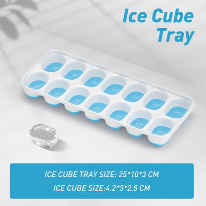 AIG Ice Cube Trays for Freezer, 28 Cubes Easy-Release Silicone Ice Trays with Spill-Resistant Lids, Reusable Stackable BPA-Free Ice Tray for Cocktails, Drinks & Beverages (2 Pack)