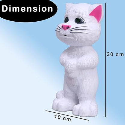 AIG Talking Tom Cat Toy for Kids | Voice Repeating Talking Cat with Songs & Stories | Interactive Funny Sound Toy – White