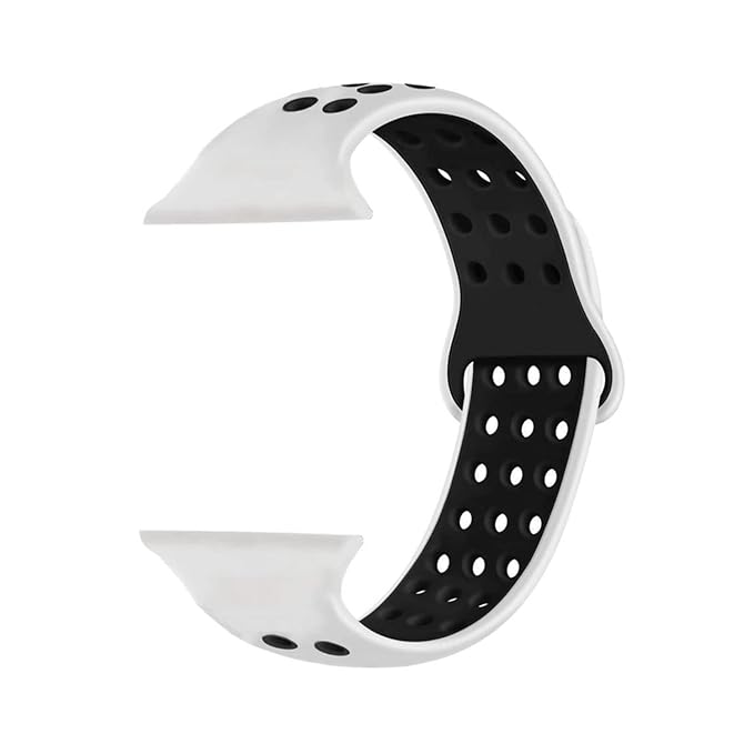 AIG Sports Silicone Band for Apple Watch / iWatch 42mm 44mm 45mm 46mm 49mm – Soft Silicone Sport Strap Compatible with Apple Watch Series 1-9, SE & Ultra (White & Black)