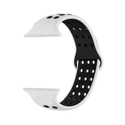AIG Sports Silicone Band for Apple Watch / iWatch 42mm 44mm 45mm 46mm 49mm – Soft Silicone Sport Strap Compatible with Apple Watch Series 1-9, SE & Ultra (White & Black)