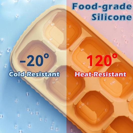 AIG 3 Pack Silicone Ice Cube Tray with Lid – 8 Large Cavities, Flexible Easy Release, BPA Free (Color as per Stock Available)