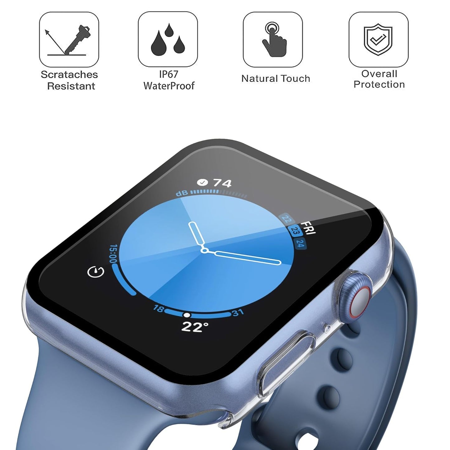 AIG Bumper Hard Case with Tempered Glass for Apple Watch Compatible with Series 6/5/4, 40mm Ultra-Thin Protective Cover with iWatch Screen Protector - Black+Clear (02 PACK)