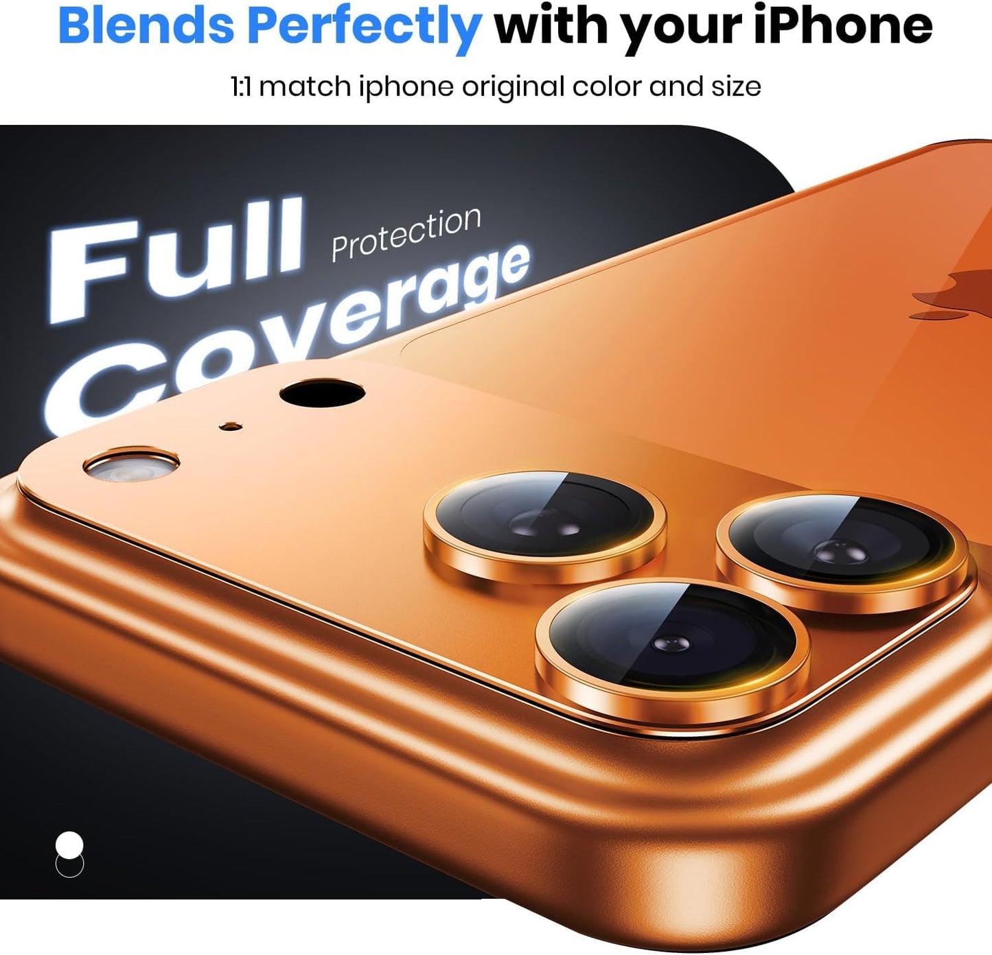 AIG Camera Lens Protector for iPhone 17 Pro (6.3-Inch) | Full Coverage 9H Tempered Glass Ring Cover | Matte Metal Plate | Case-Friendly | 1-Pack (Cosmic Orange)