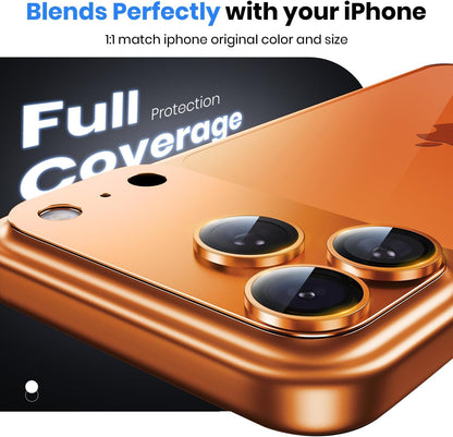 AIG Camera Lens Protector for iPhone 17 Pro (6.3-Inch) | Full Coverage 9H Tempered Glass Ring Cover | Matte Metal Plate | Case-Friendly | 1-Pack (Cosmic Orange)